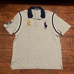 Ralph Lauren Gray Big pony Polo Shirt with Navy Accents